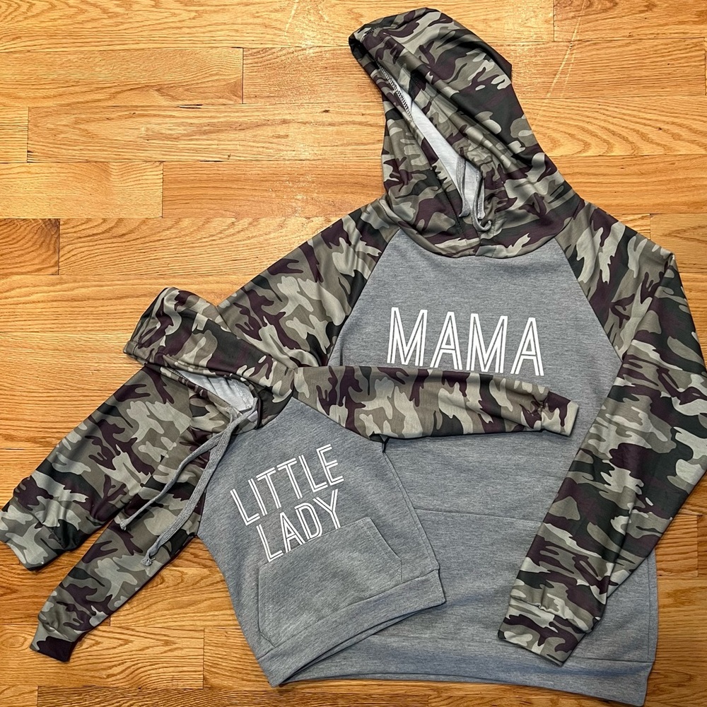 NWOT Mommy and Me Matching Hoodies Camo Sweatshirt Mama Baby Girl Shirt